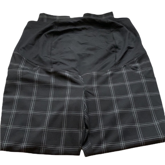 Isabel Maternity Crossover Panel Ponte Pants - Black Plaid - Picture 3 of 16